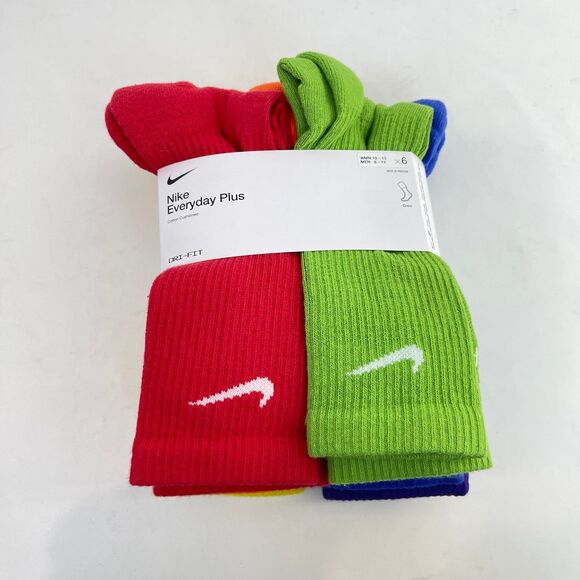 Nike Mens Everyday Performance Training PLUS Crew Socks 6 Pairs DRI-FIT SZ 8-12 - Picture 1 of 11